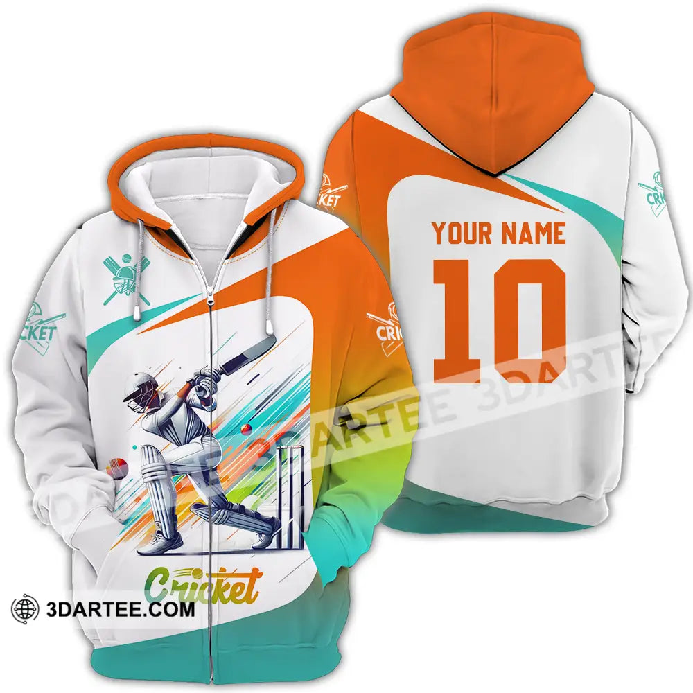 Unisex Shirt - Custom Text Shirt Cricket Shirt Zipper Hoodie / S T-shirt