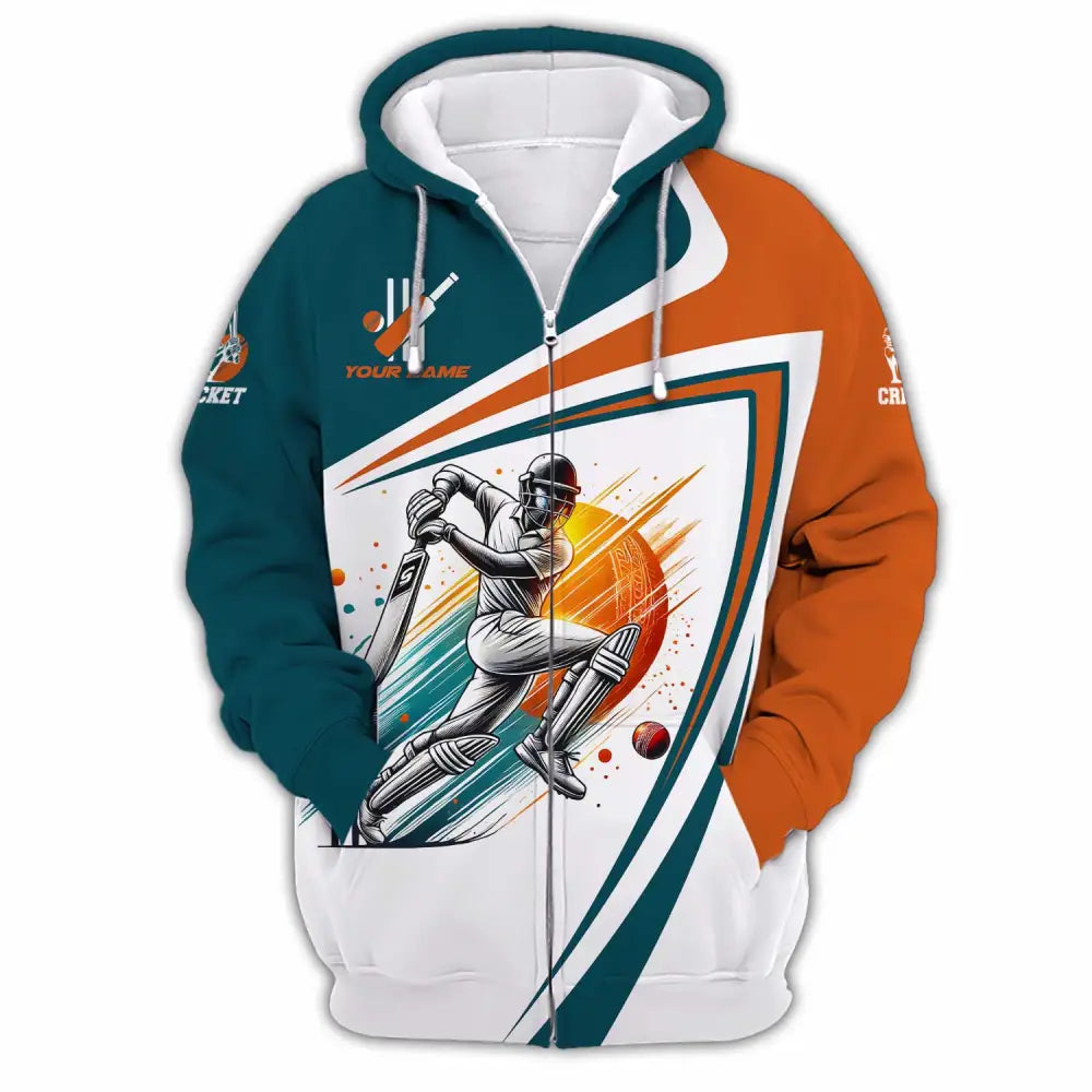 Unisex Shirt - Custom Text Cricket Shirt Zipper Hoodie / S T-shirt