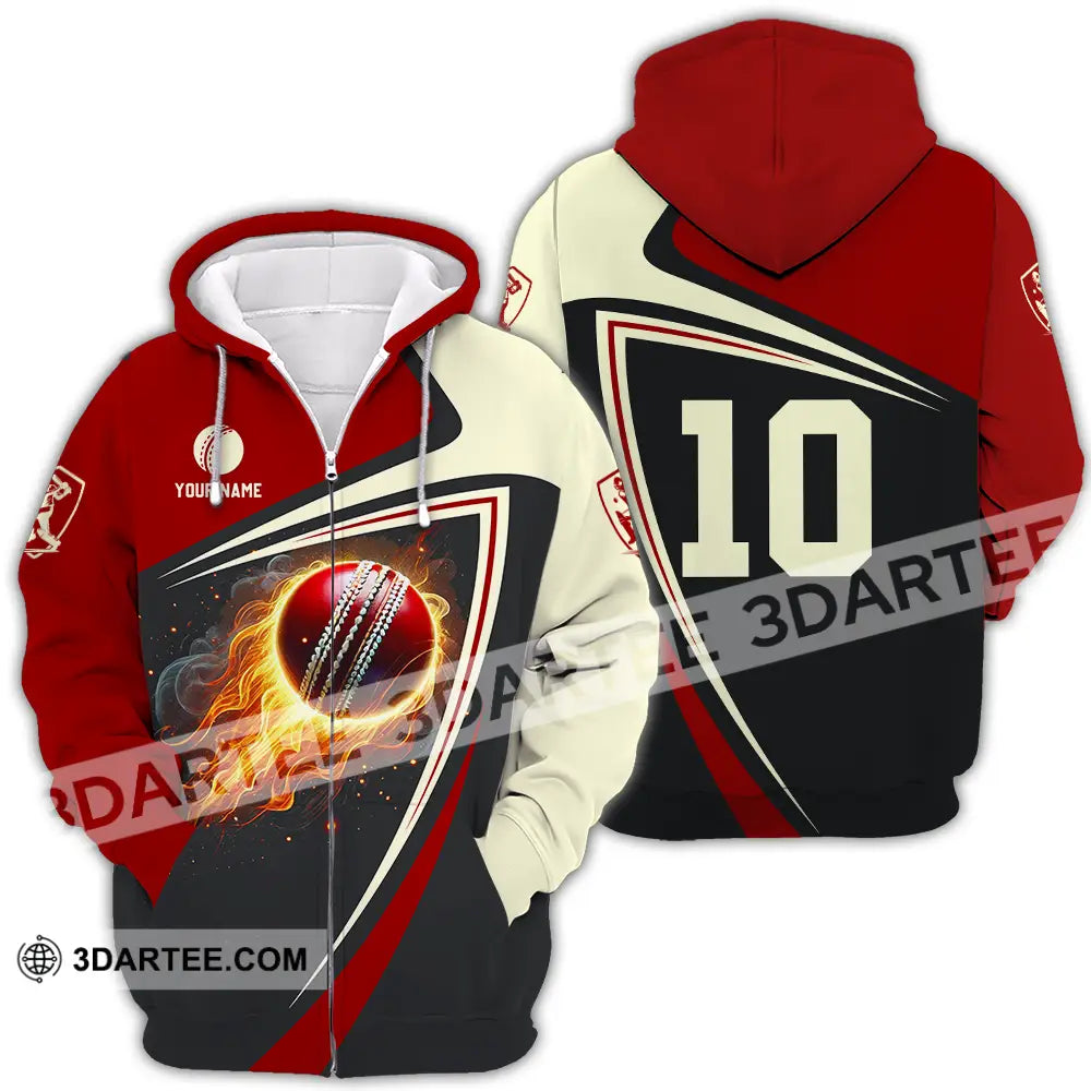 Unisex Shirt - Custom Text Shirt Cricket Shirt Zipper Hoodie / S T-shirt