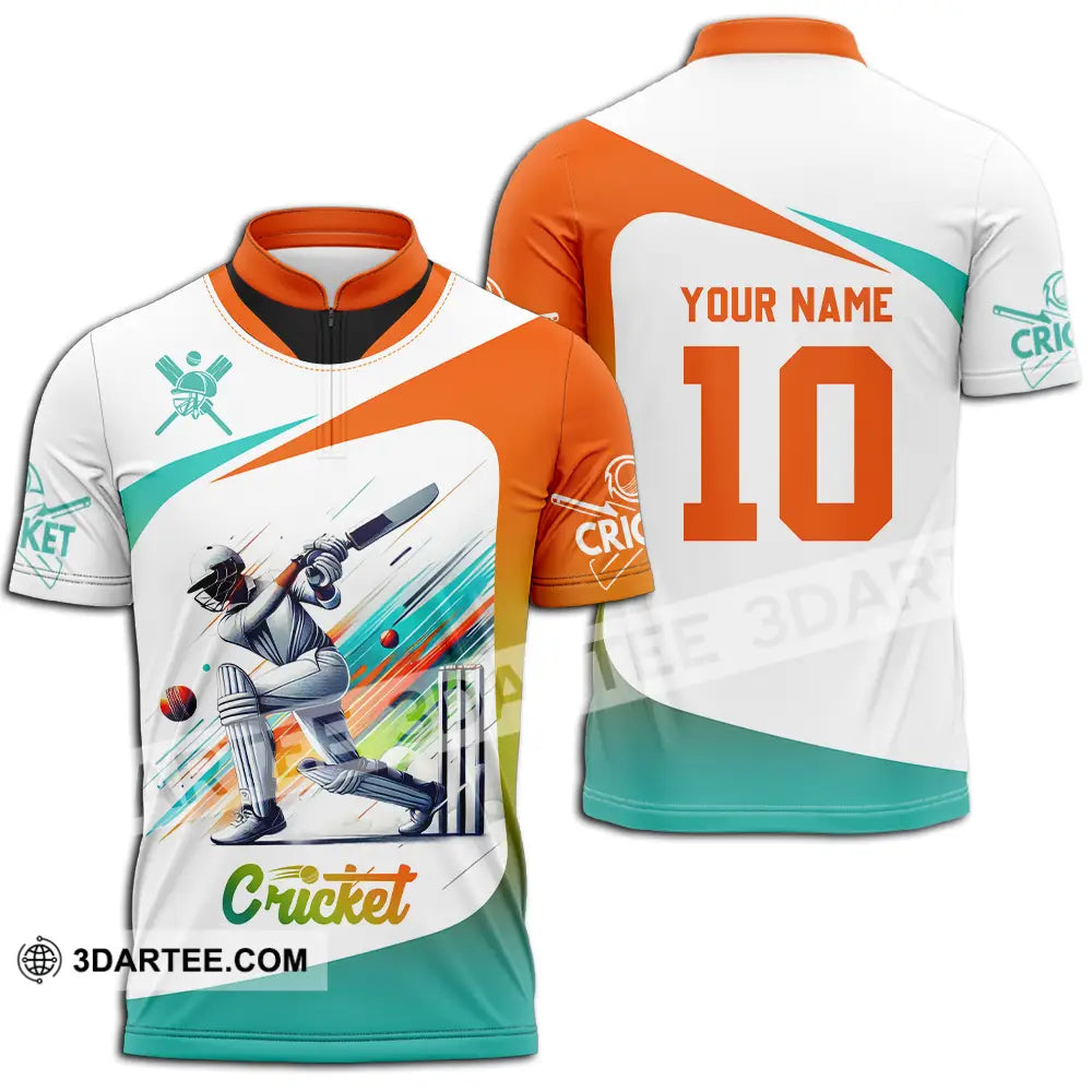 Unisex Shirt - Custom Text Shirt Cricket Shirt Zipper Polo Shirt / S T-shirt