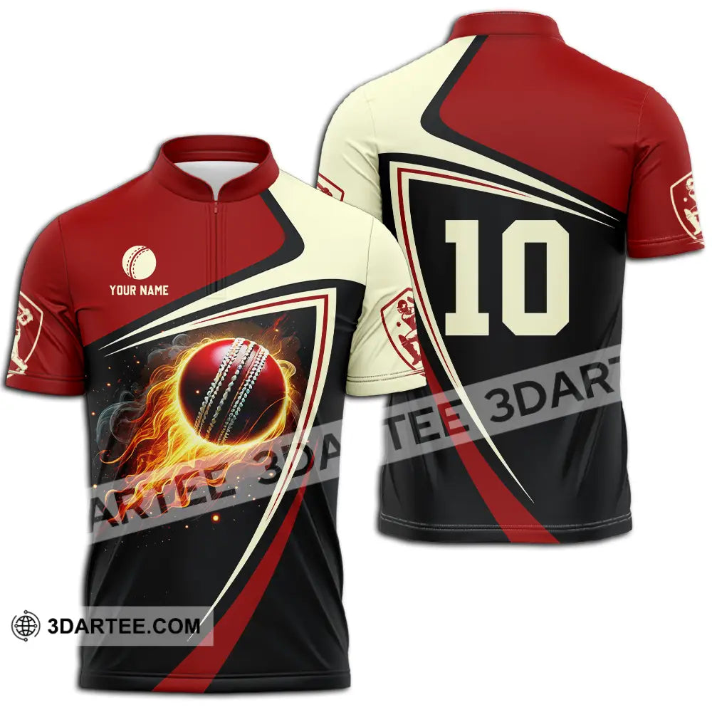 Unisex Shirt - Custom Text Shirt Cricket Shirt Zipper Polo Shirt / S T-shirt