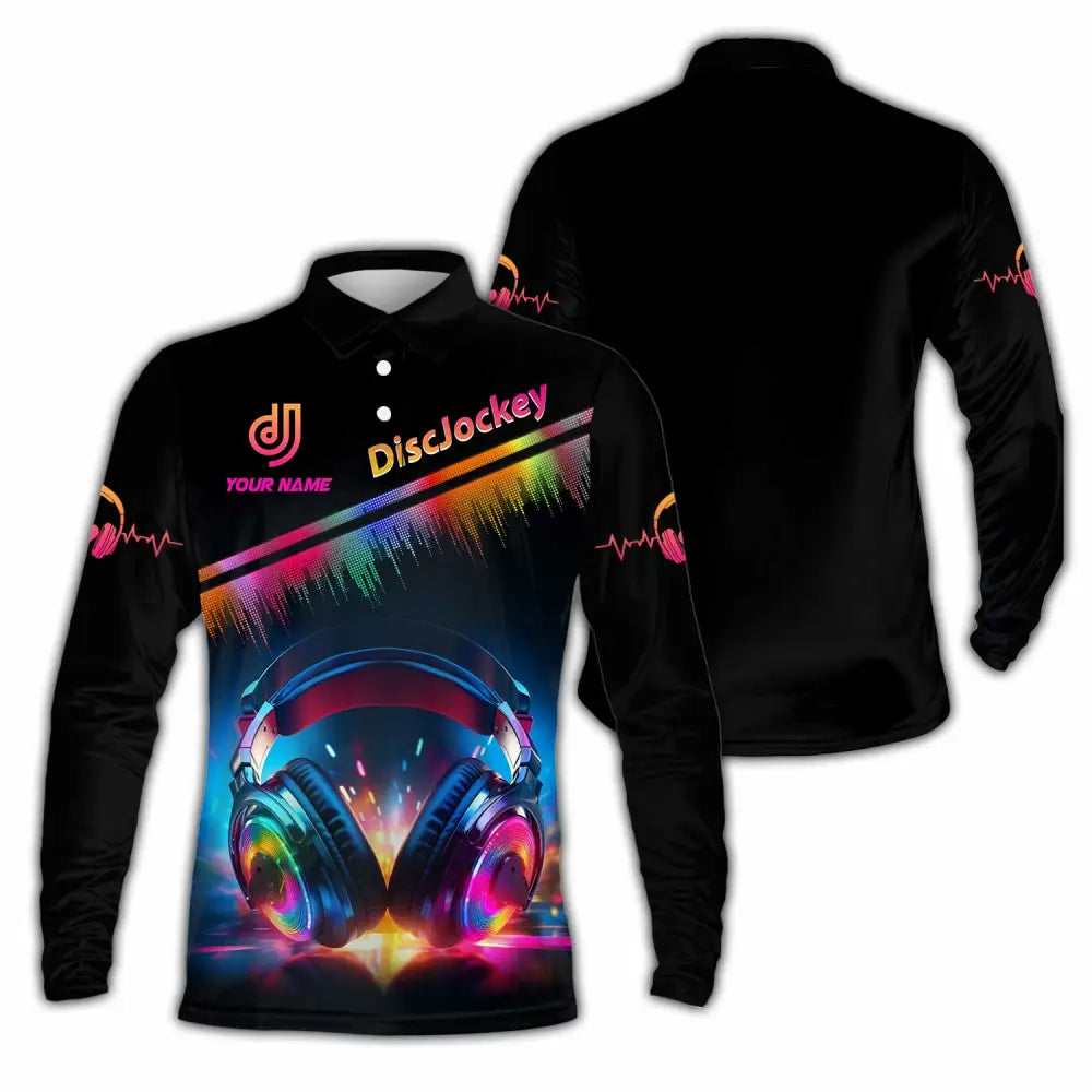 Unisex Shirt - Custom Text Shirt Disc Jockey Long Sleeve Polo / S T-shirt