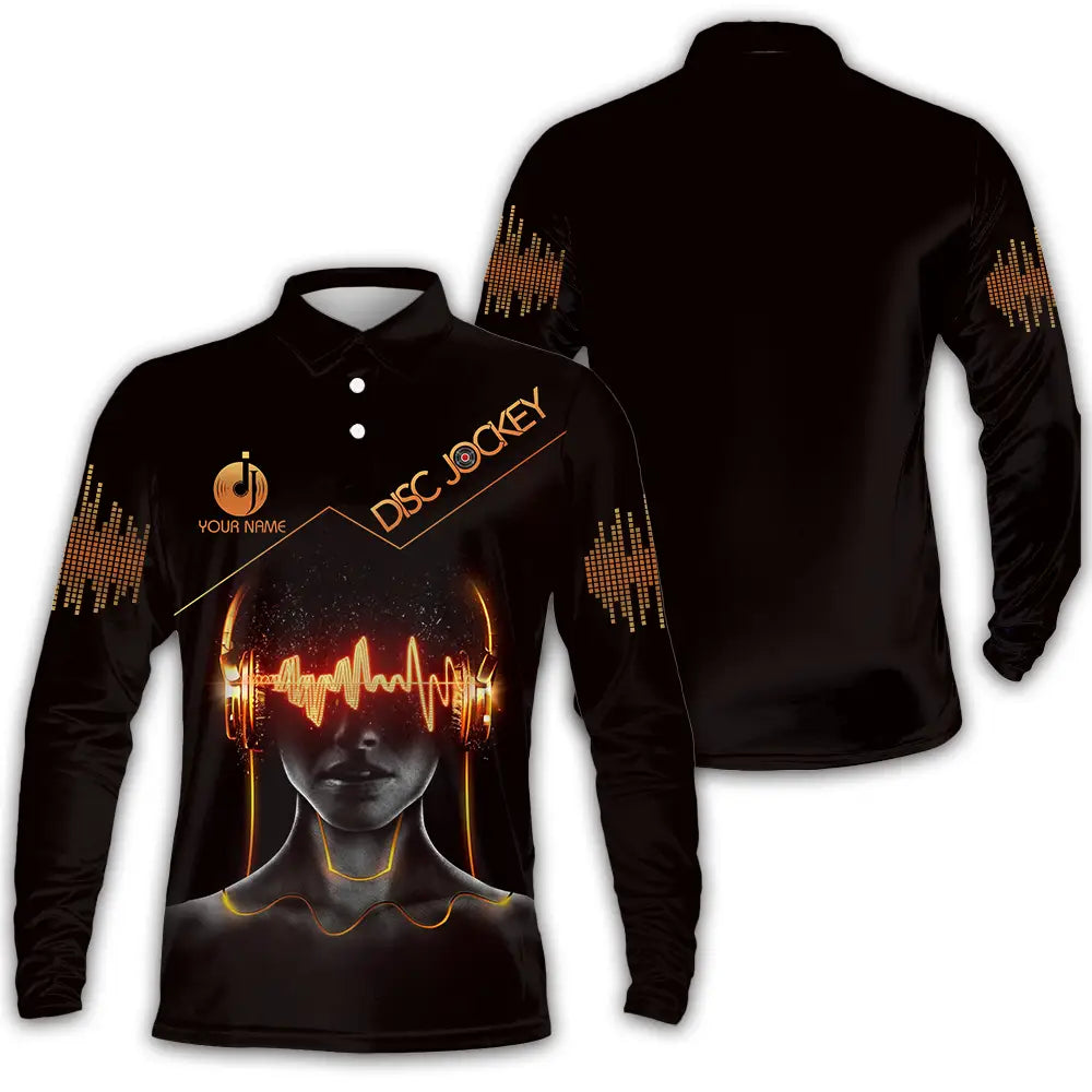 Unisex Shirt - Custom Text Shirt Disc Jockey Long Sleeve Polo / S T-shirt