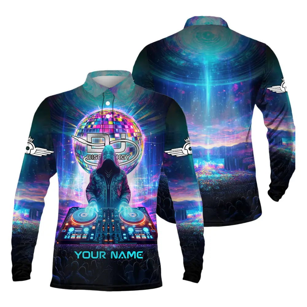 Unisex Shirt - Custom Text Shirt Disc Jockey Long Sleeve Polo / S T-shirt