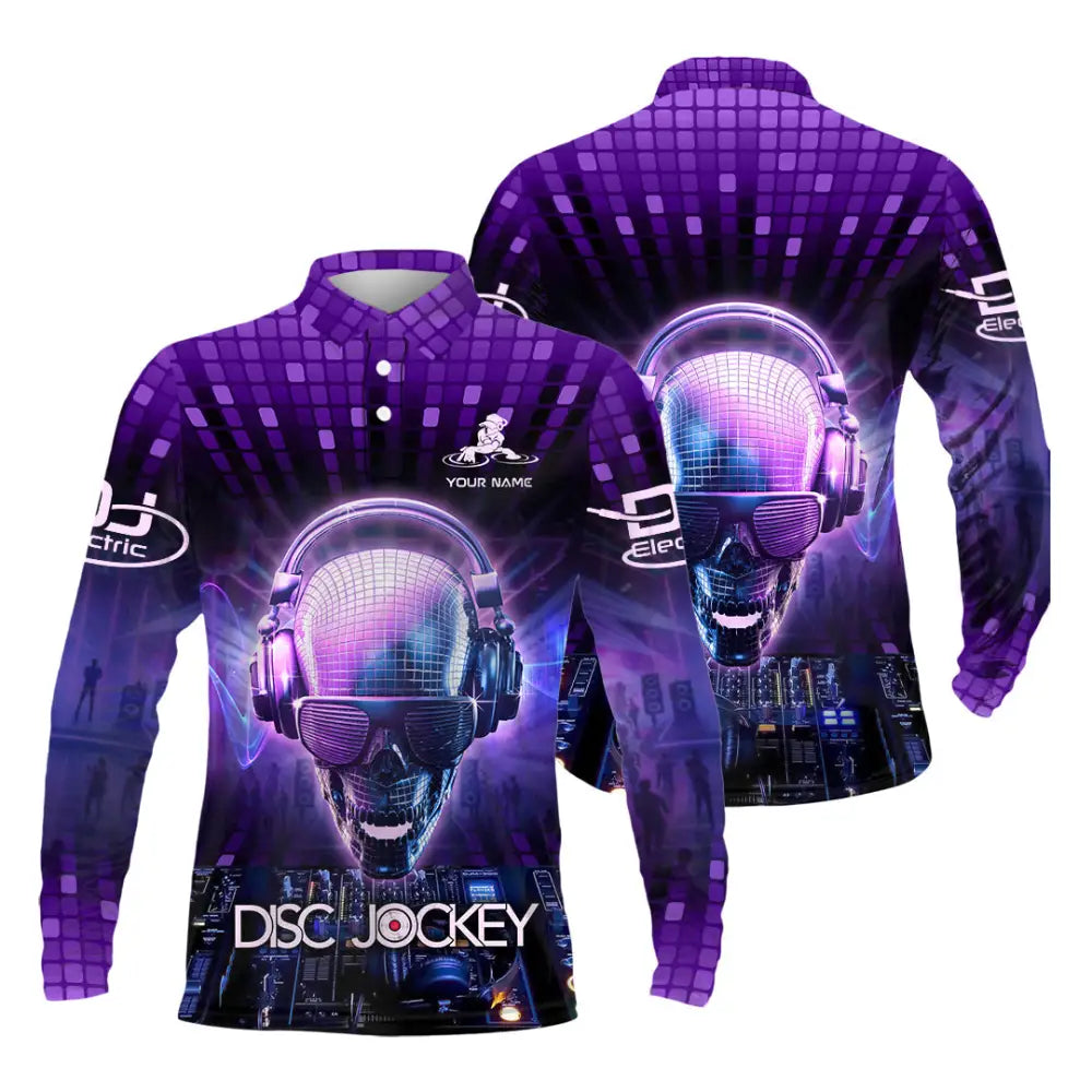 Unisex Shirt - Custom Text Shirt Disc Jockey Long Sleeve Polo / S T-shirt