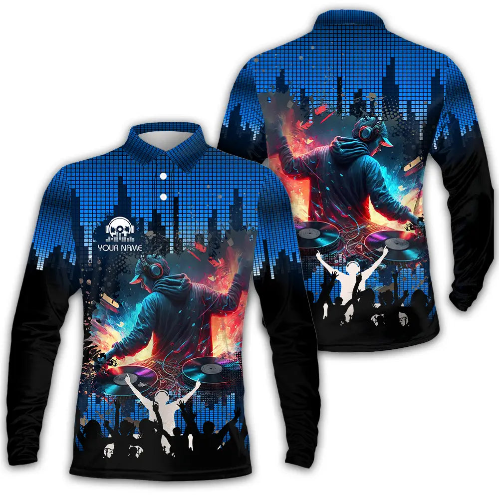 Unisex Shirt - Custom Text Shirt Disc Jockey Long Sleeve Polo / S T-shirt
