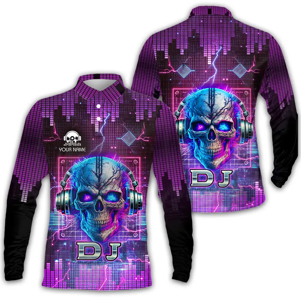 Unisex Shirt - Custom Text Shirt Disc Jockey Long Sleeve Polo / S T-shirt