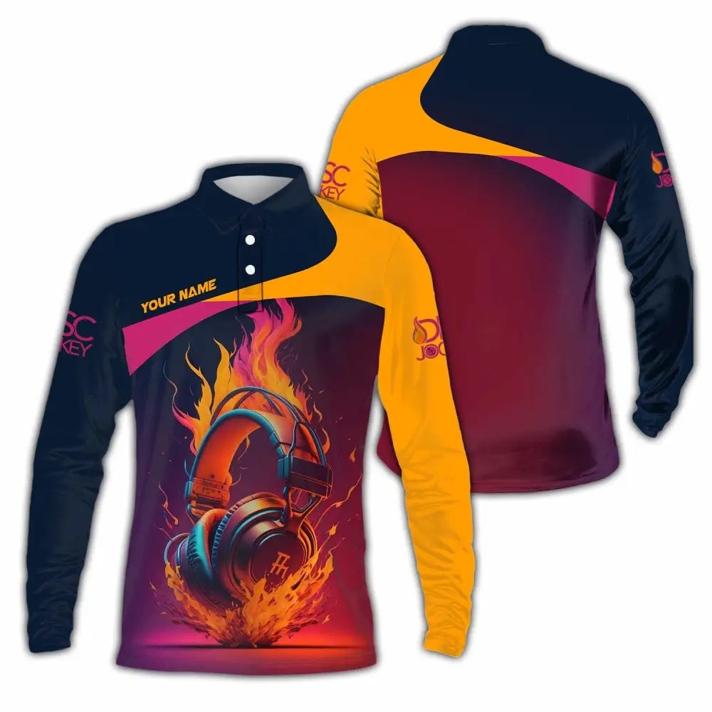 Unisex Shirt - Custom Text Shirt Disc Jockey Long Sleeve Polo / S T-shirt