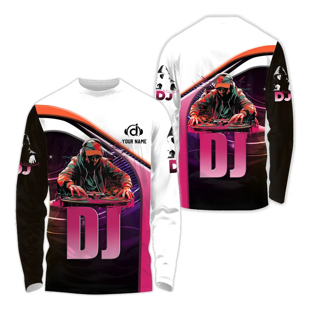 Unisex Shirt - Custom Text Shirt Disc Jockey Long Sleeve Shirt / S T-shirt