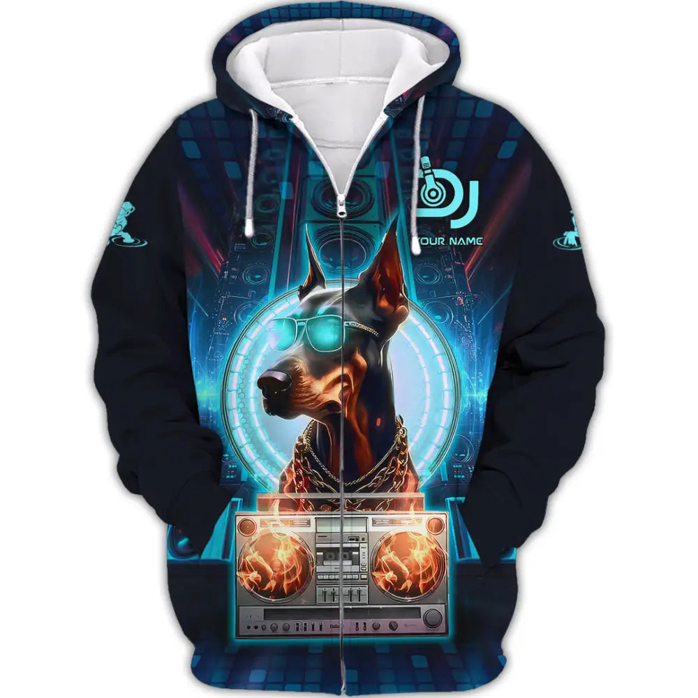 Unisex Shirt - Custom Text Shirt Disc Jockey Zipper Hoodie / S T-shirt