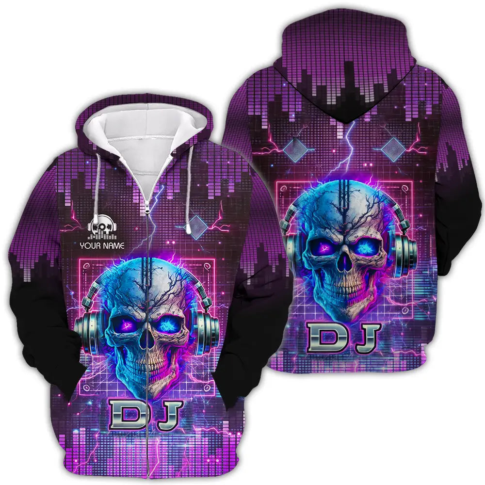 Unisex Shirt - Custom Text Shirt Disc Jockey Zipper Hoodie / S T-shirt