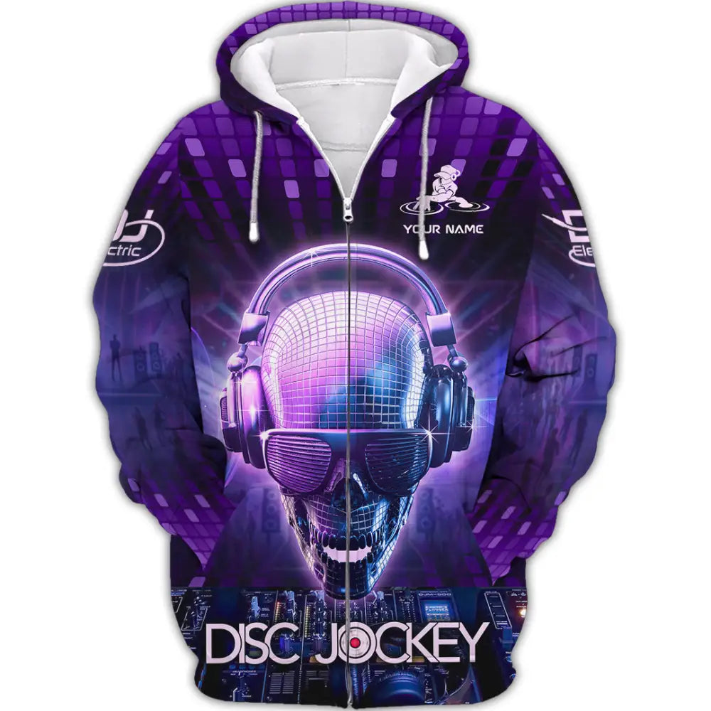 Unisex Shirt - Custom Text Shirt Disc Jockey Zipper Hoodie / S T-shirt