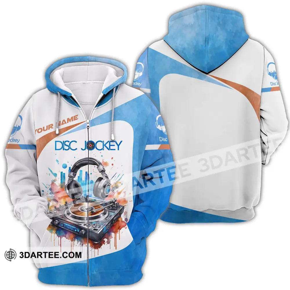 Unisex Shirt - Custom Text Shirt Disc Jockey Shirt Zipper Hoodie / S T-shirt