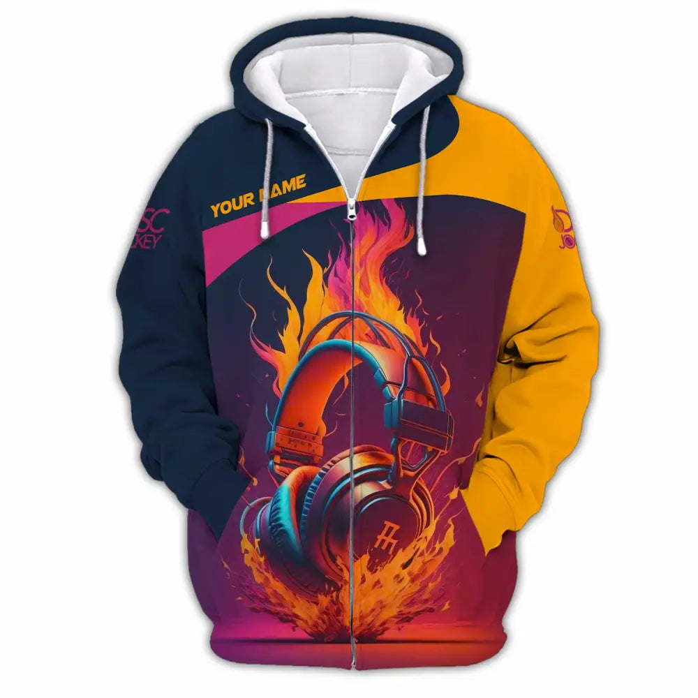 Unisex Shirt - Custom Text Shirt Disc Jockey Zipper Hoodie / S T-shirt