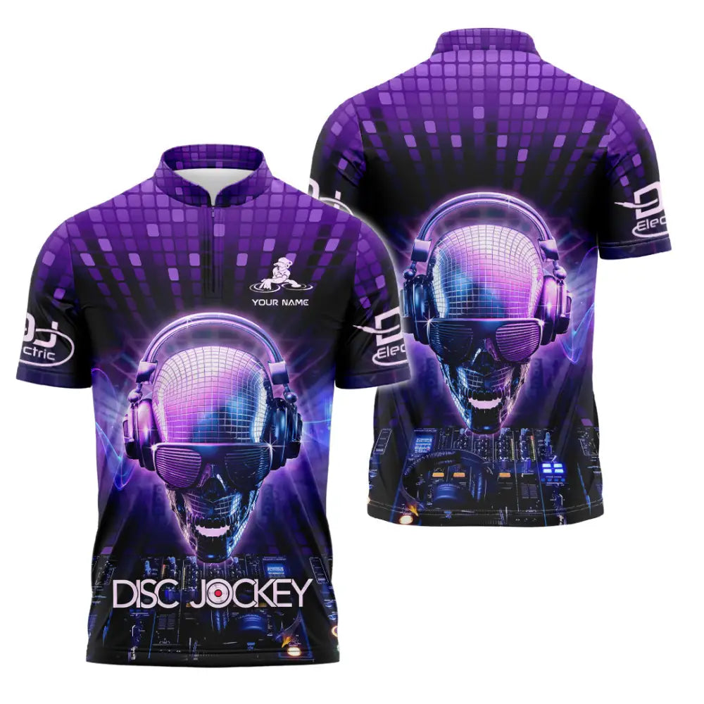 Unisex Shirt - Custom Text Shirt Disc Jockey Zipper Polo Shirt / S T-shirt