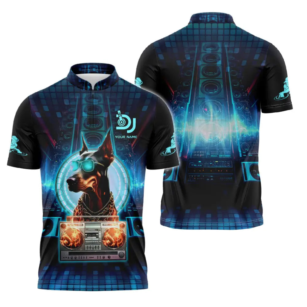 Unisex Shirt - Custom Text Shirt Disc Jockey Zipper Polo Shirt / S T-shirt