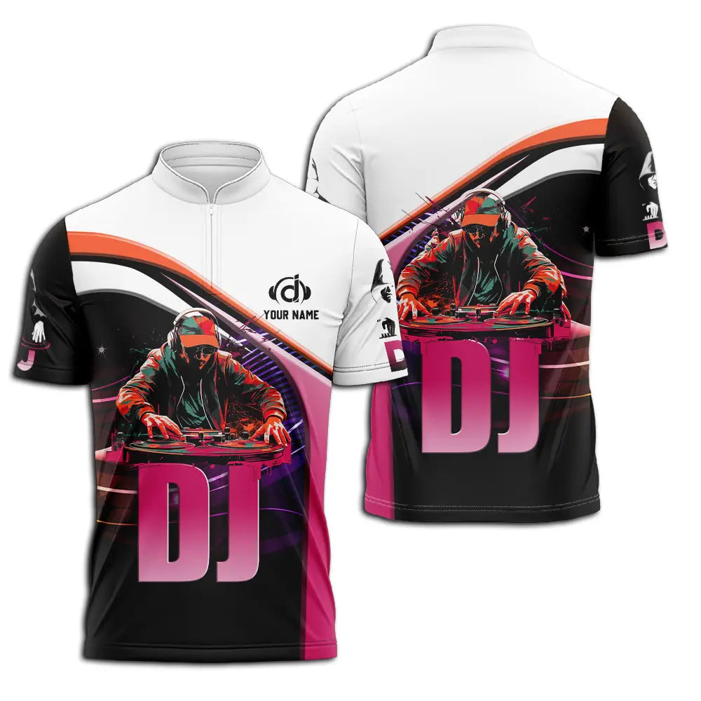 Unisex Shirt - Custom Text Shirt Disc Jockey Zipper Polo Shirt / S T-shirt