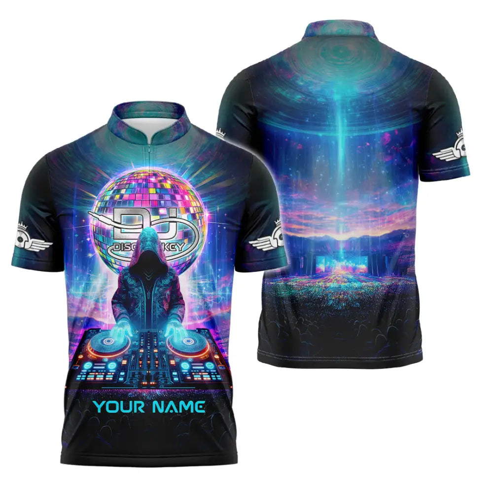 Unisex Shirt - Custom Text Shirt Disc Jockey Zipper Polo Shirt / S T-shirt