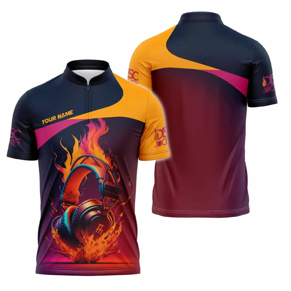 Unisex Shirt - Custom Text Shirt Disc Jockey Zipper Polo Shirt / S T-shirt