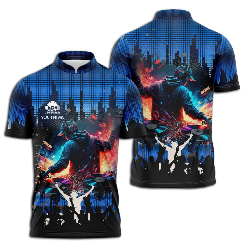 Unisex Shirt - Custom Text Shirt Disc Jockey Zipper Polo Shirt / S T-shirt