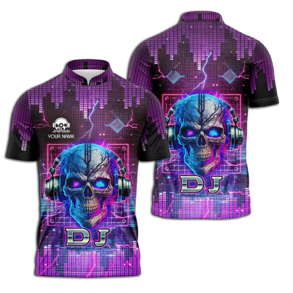 Unisex Shirt - Custom Text Shirt Disc Jockey Zipper Polo Shirt / S T-shirt