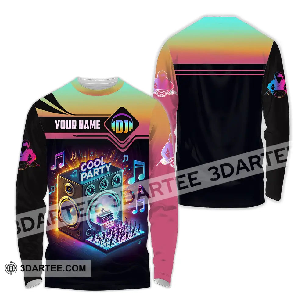 Unisex Shirt - Custom Text Dj Cool Party Long Sleeve / S T-Shirt