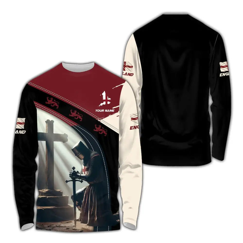 Unisex Shirt - Custom Text Shirt England Guardian Long Sleeve Shirt / S T-shirt