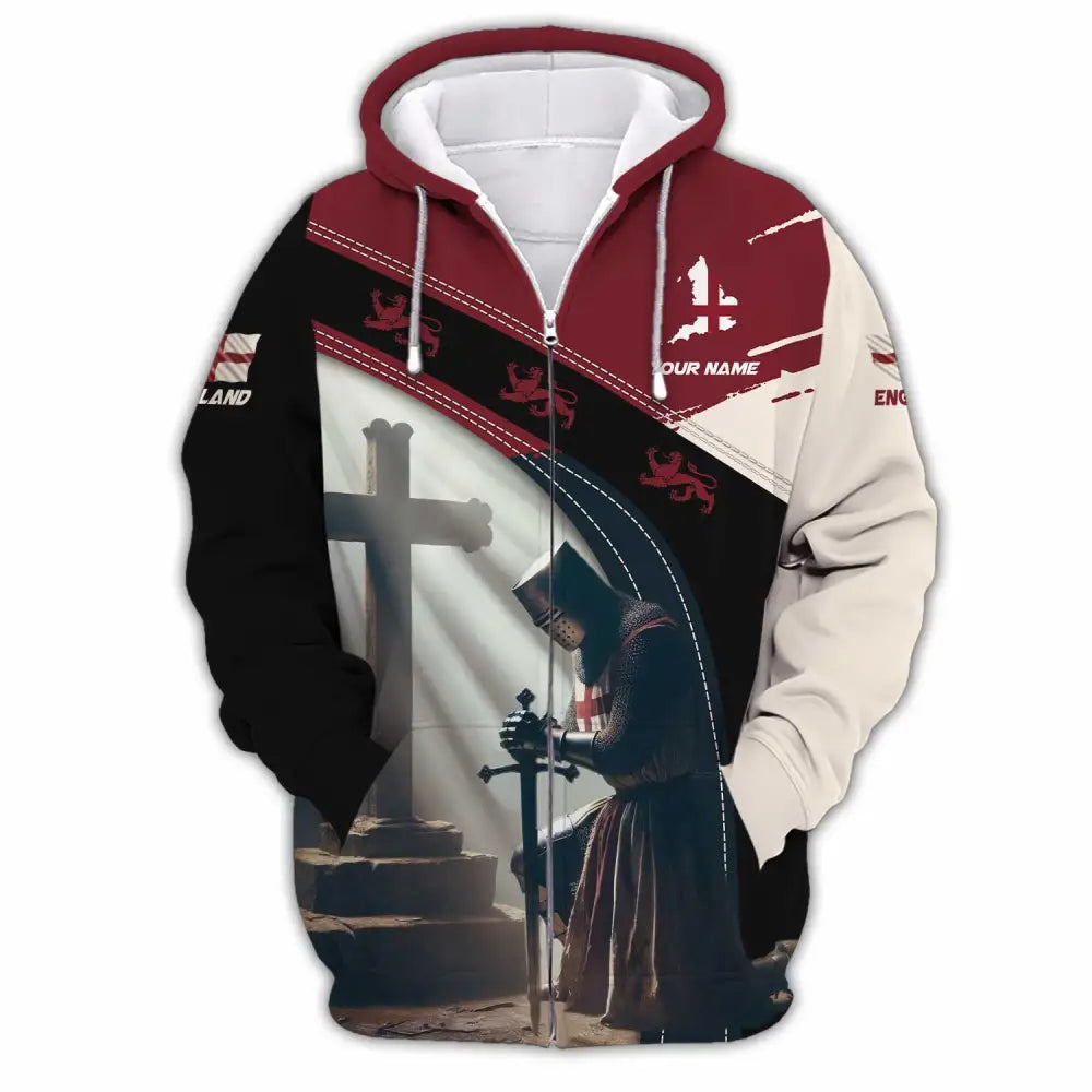 Unisex Shirt - Custom Text Shirt England Guardian Zipper Hoodie / S T-shirt