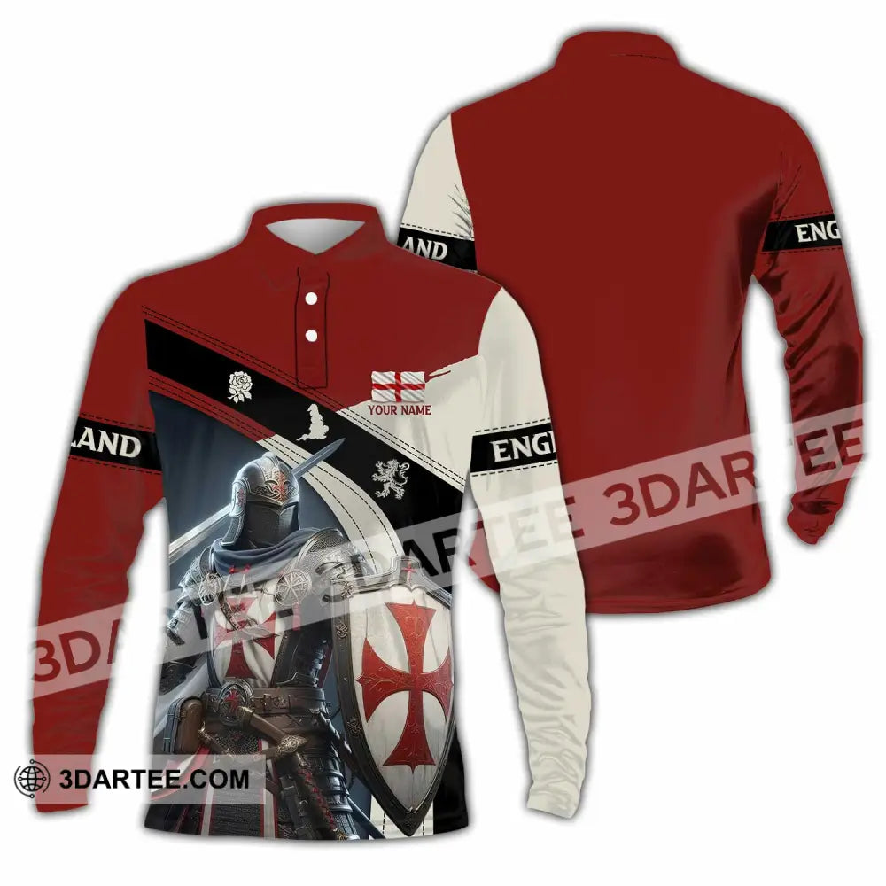 Unisex Shirt - Custom Text Shirt England Shirt Long Sleeve Polo / S T-shirt