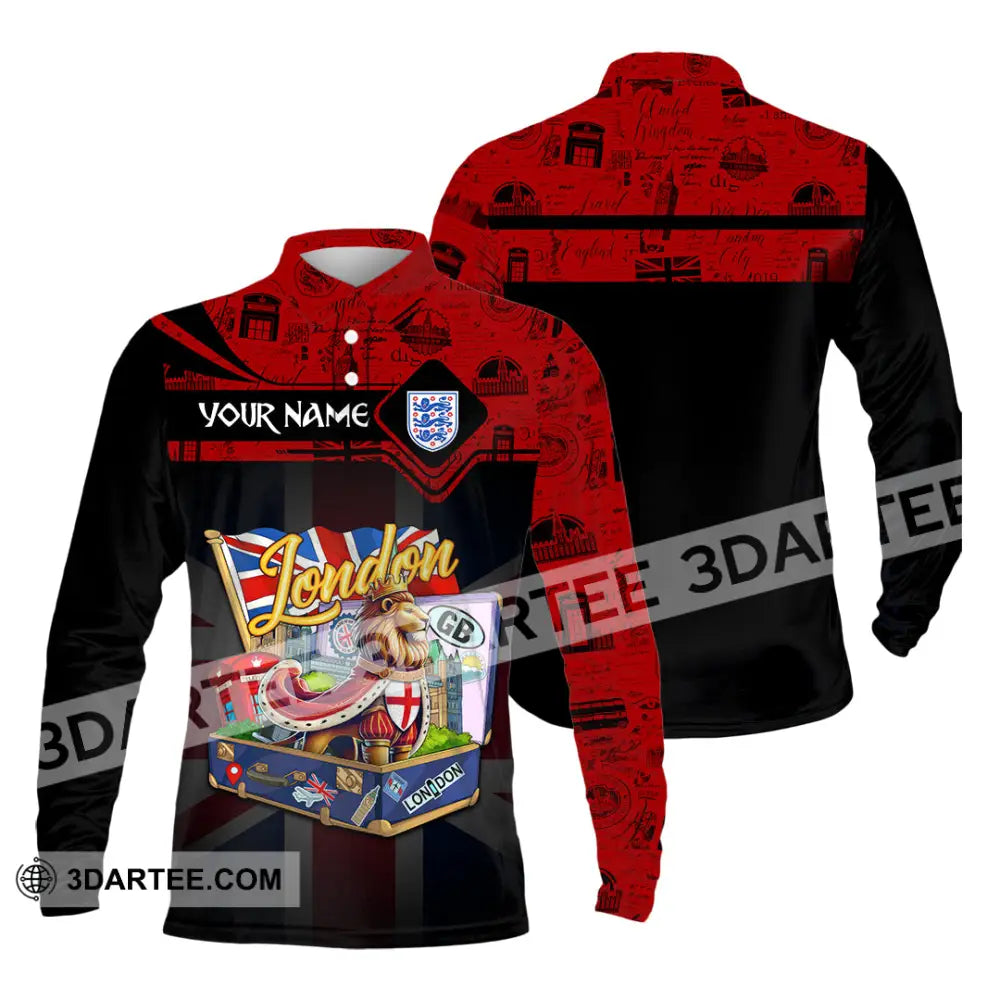 Unisex Shirt - Custom Text Shirt England Shirt Long Sleeve Polo / S T-shirt