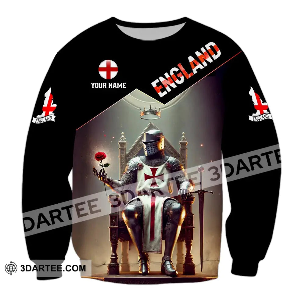 Unisex Shirt - Custom Text England Long Sleeve / S T-Shirt
