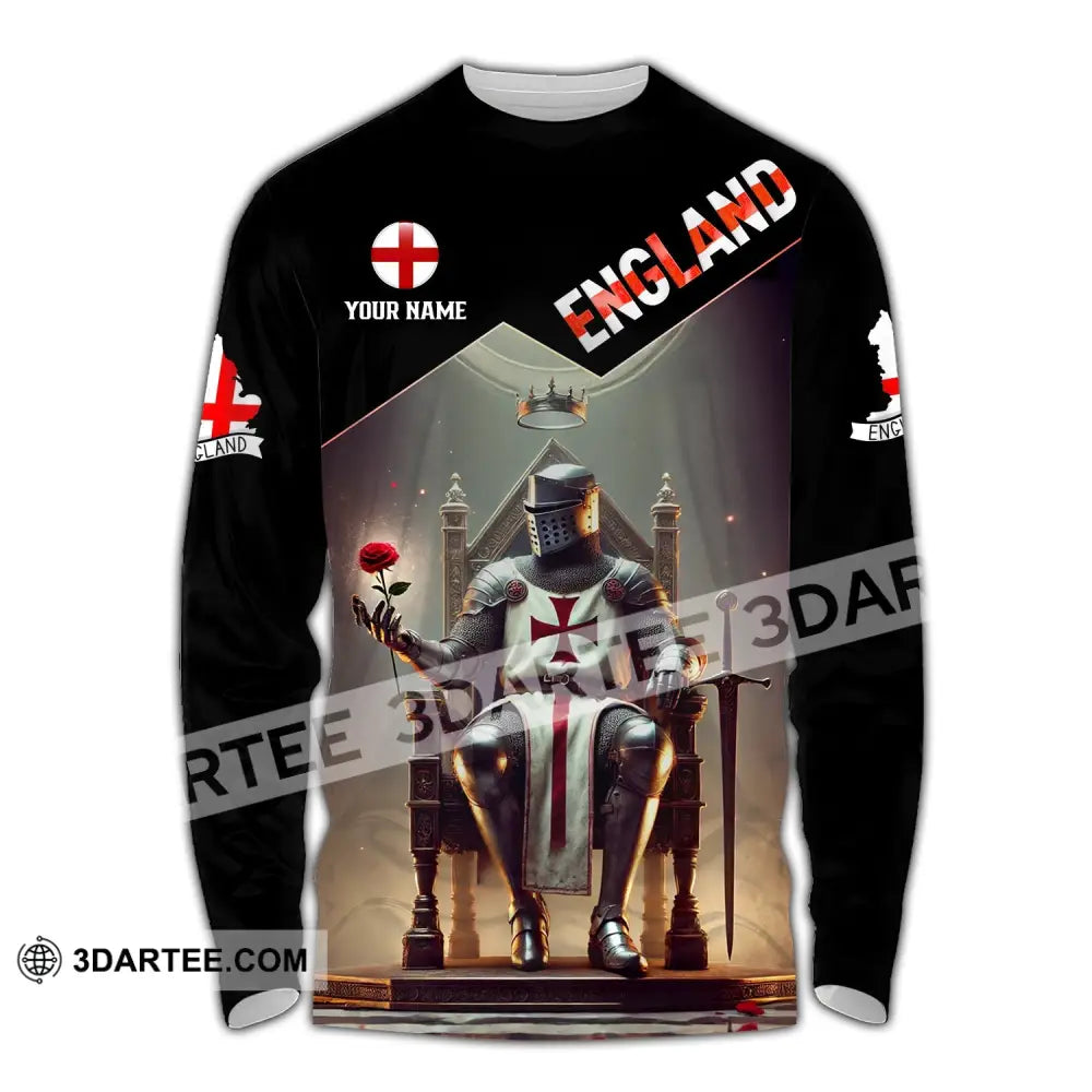 Unisex Shirt - Custom Text England Long Sleeve / S T-Shirt