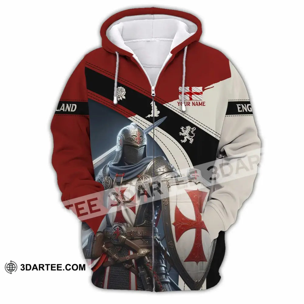 Unisex Shirt - Custom Text Shirt England Shirt Zipper Hoodie / S T-shirt