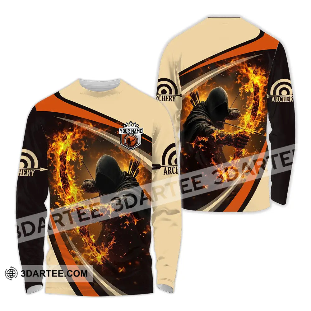 Unisex Shirt - Custom Text Fire Archery Long Sleeve / S T-Shirt