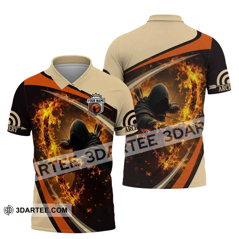 Unisex Shirt - Custom Text Fire Archery Polo / S T-Shirt