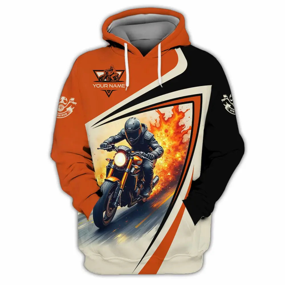 Unisex Shirt - Custom Text Shirt Fire Biker Rider Shirt Hoodie / S T-shirt