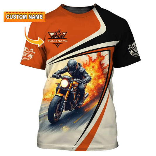 Unisex Shirt - Custom Text Shirt Fire Biker Rider Shirt T-shirt