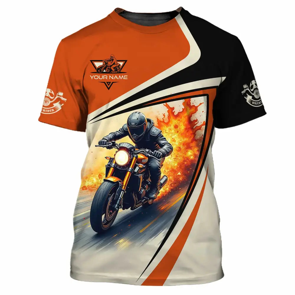 Unisex Shirt - Custom Text Shirt Fire Biker Rider Shirt T-Shirt / S T-shirt