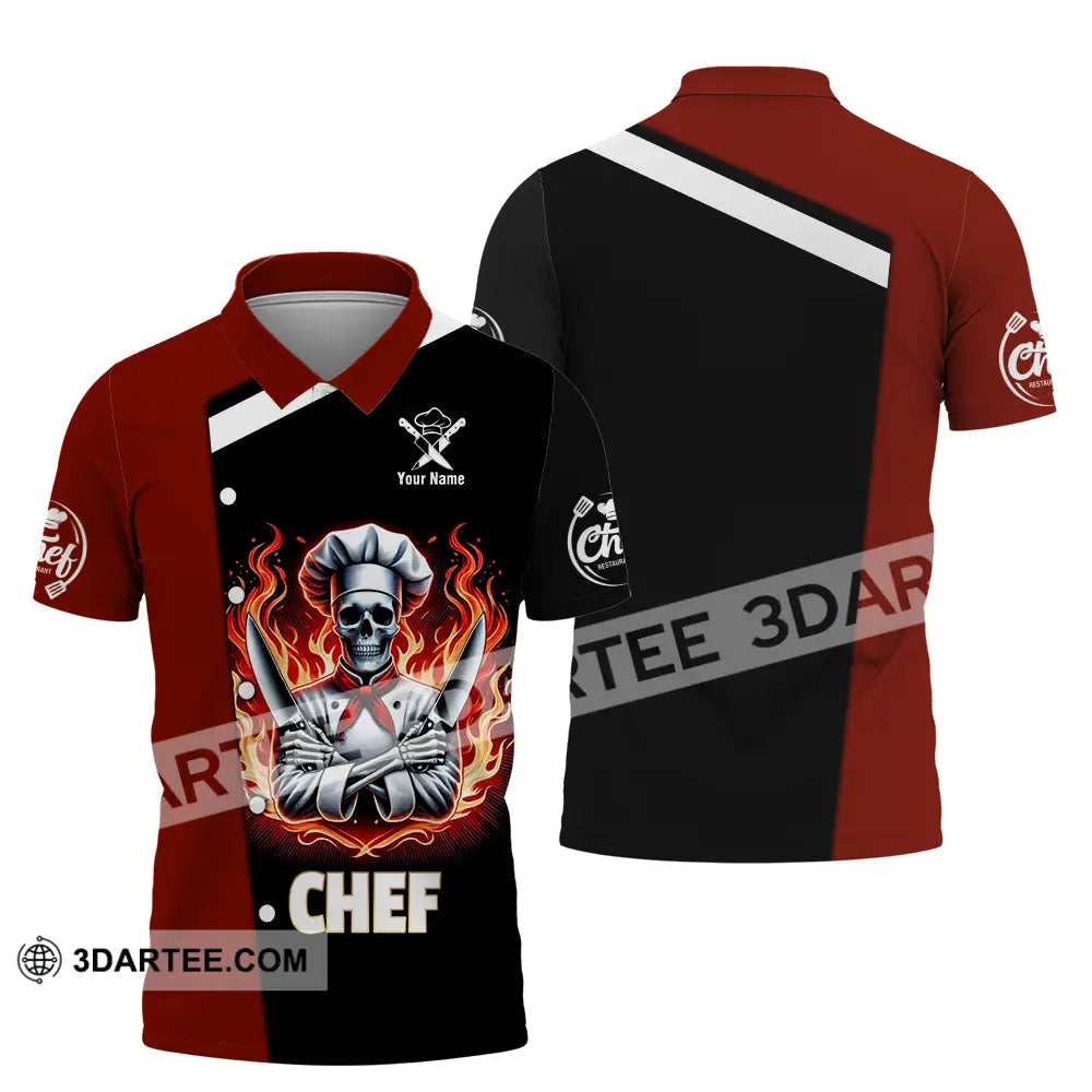 Unisex Shirt - Custom Text Fire Chef Polo / S T-Shirt