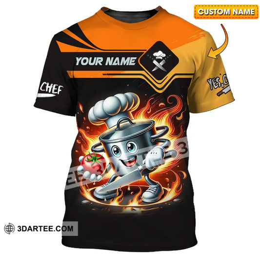 Unisex Shirt - Custom Text Fire Chef T-Shirt