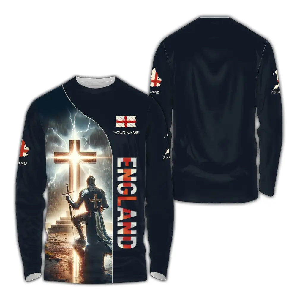 Unisex Shirt - Custom Text Shirt Guardian Of England Long Sleeve Shirt / S T-shirt