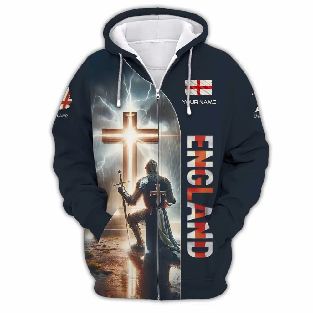 Unisex Shirt - Custom Text Shirt Guardian Of England Zipper Hoodie / S T-shirt
