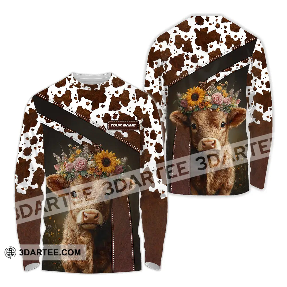 Unisex Shirt - Custom Text Shirt Highland Cow Shirt Long Sleeve Shirt / S T-shirt