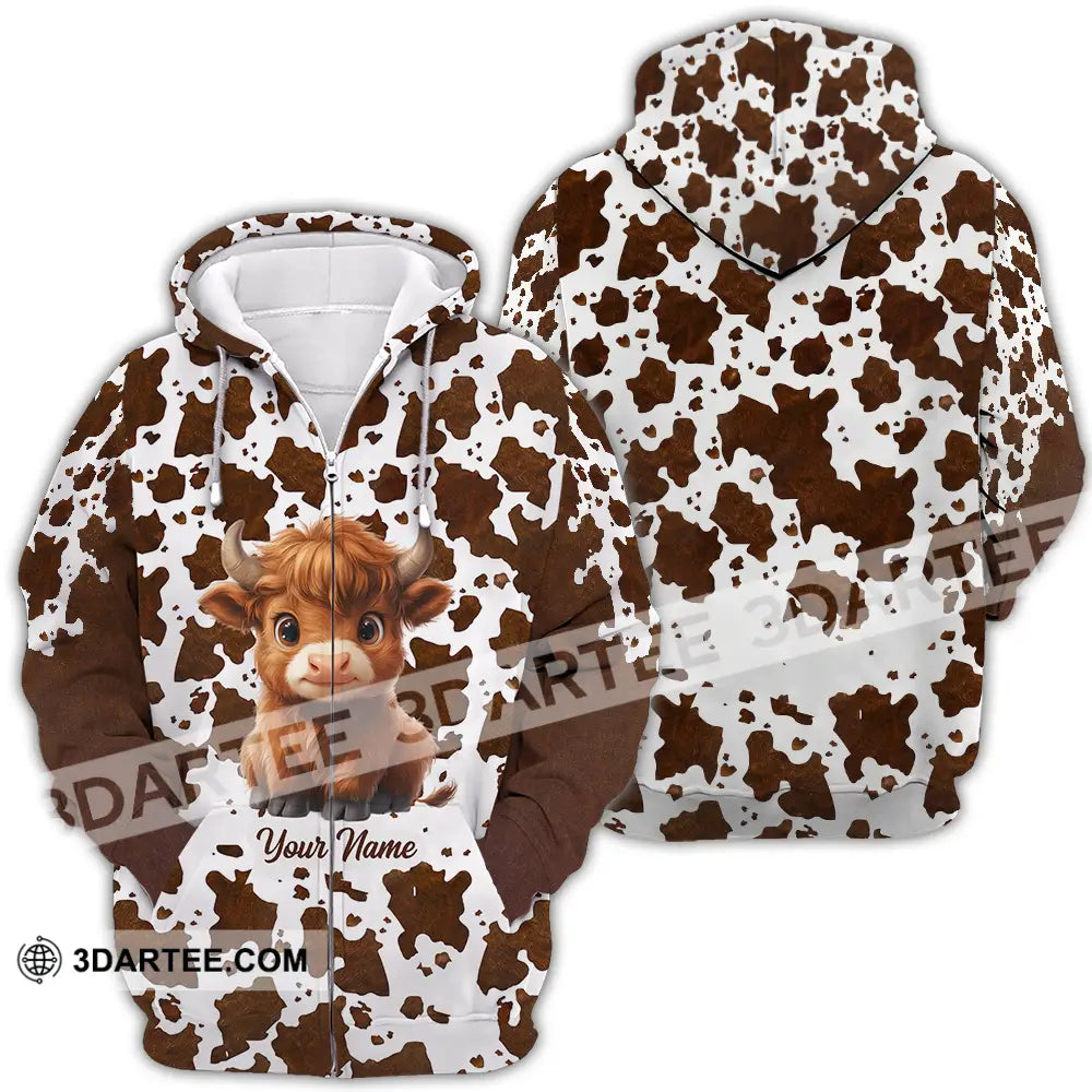 Unisex Shirt - Custom Text Shirt Highland Cow Shirt Zipper Hoodie / S T-shirt