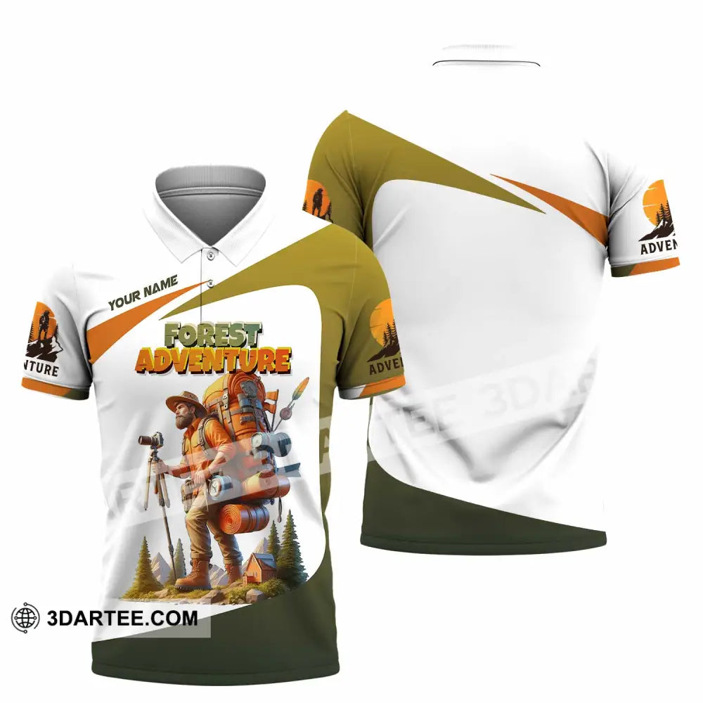 Unisex Shirt - Custom Text Shirt Hiking Forest Adventure Polo Shirt / S T-shirt