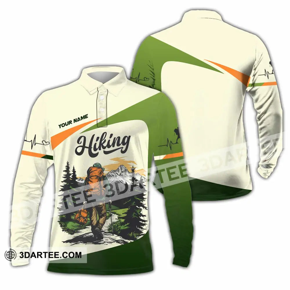 Unisex Shirt - Custom Text Shirt Hiking Shirt Long Sleeve Polo / S T-shirt