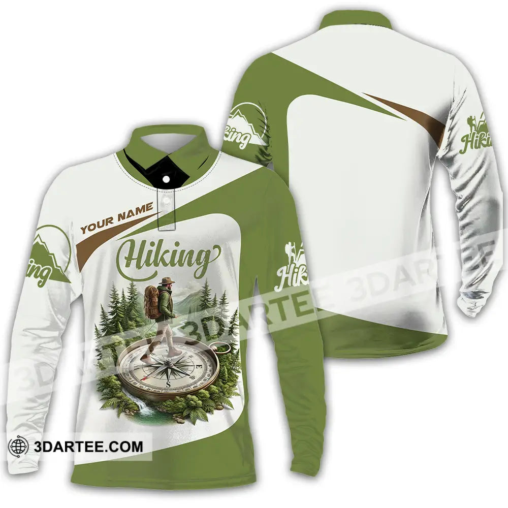 Unisex Shirt - Custom Text Shirt Hiking Shirt Long Sleeve Polo / S T-shirt