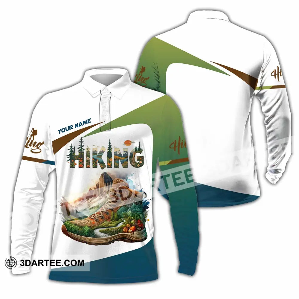 Unisex Shirt - Custom Text Shirt Hiking Shirt Long Sleeve Polo / S T-shirt