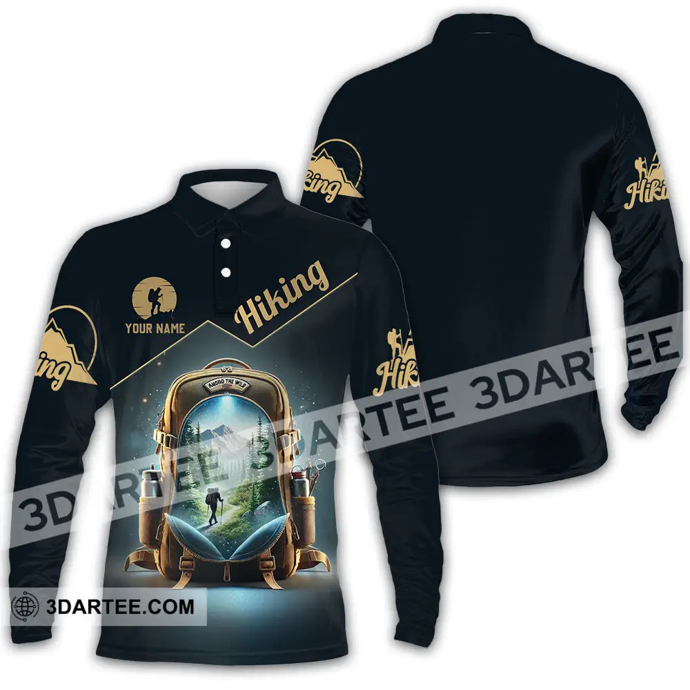 Unisex Shirt - Custom Text Shirt Hiking Shirt Long Sleeve Polo / S T-shirt