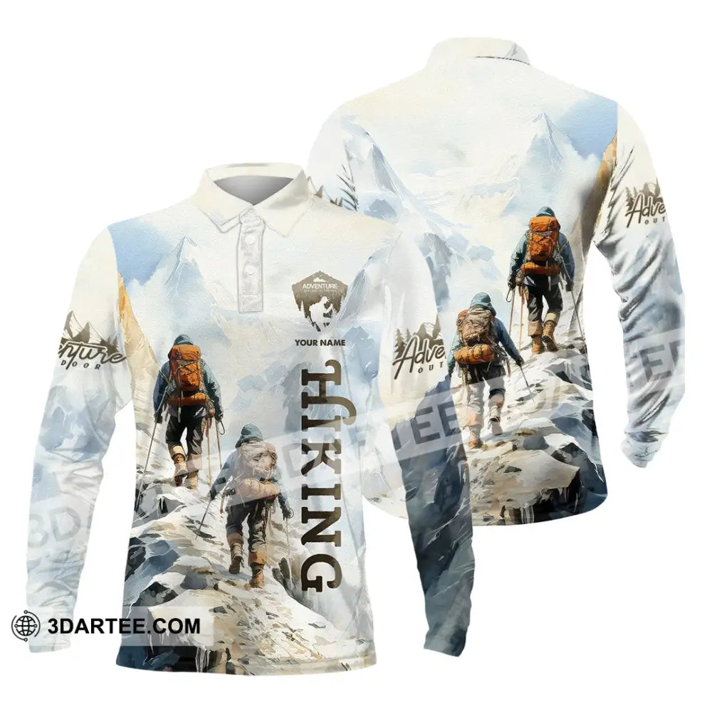 Unisex Shirt - Custom Text Shirt Hiking Long Sleeve Polo / S T-shirt